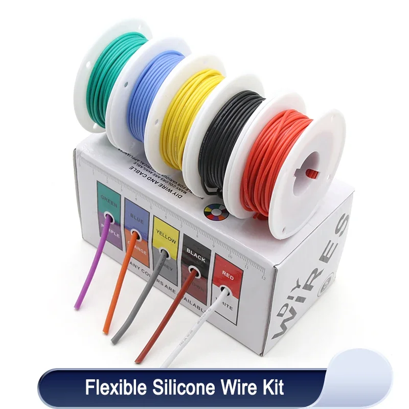 Heat Resistant Flexible Silicone Wire 30/28/26/24/22/20/18/16AWG (5 Colors Mix Kit)Stranded Cable Electrical Tinned Copper Wire
Heat Resistant Flexible Silicone Wire 30/28/26/24/22/20/18/16AWG (5 Colors Mix Kit)Stranded Cable Electrical Tinned Copper Wire