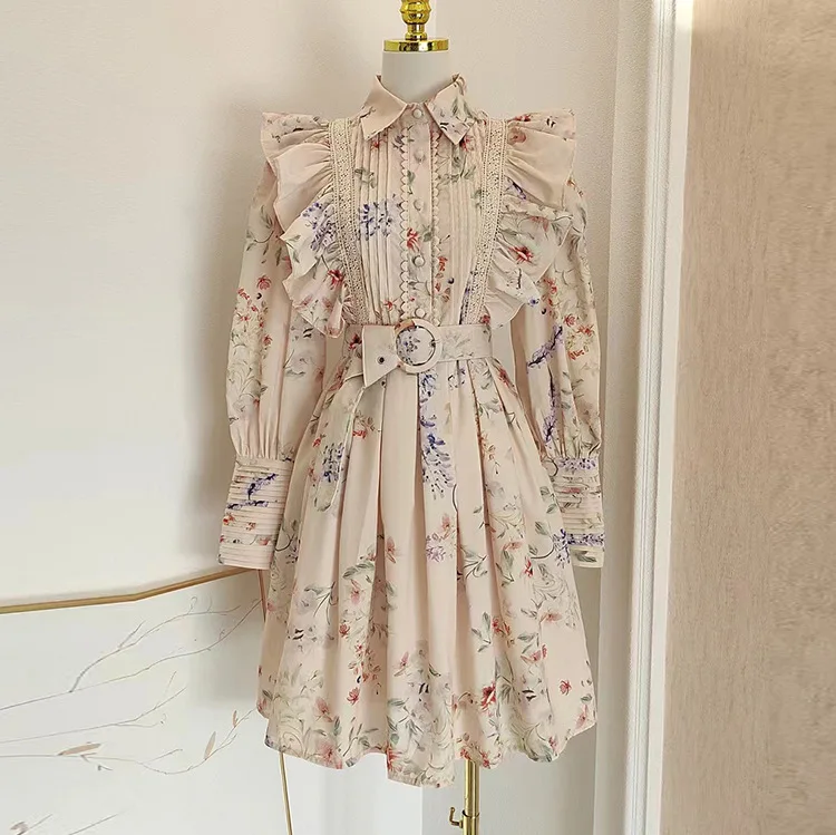Women's Dress Office Lady French Style Patchwork Floral Print Long Sleeve Turn-down Collar High Waist Dresses
Women's Dress Office Lady French Style Patchwork Floral Print Long Sleeve Turn-down Collar High Waist Dresses