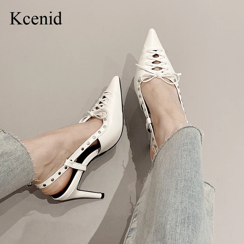 

Kcenid Fashion Rivet GLADIATOR Pointed Toe Sandals Summer High Heels Slingbacks Women Pumps Casual Buckle Strap Party Prom Shoes