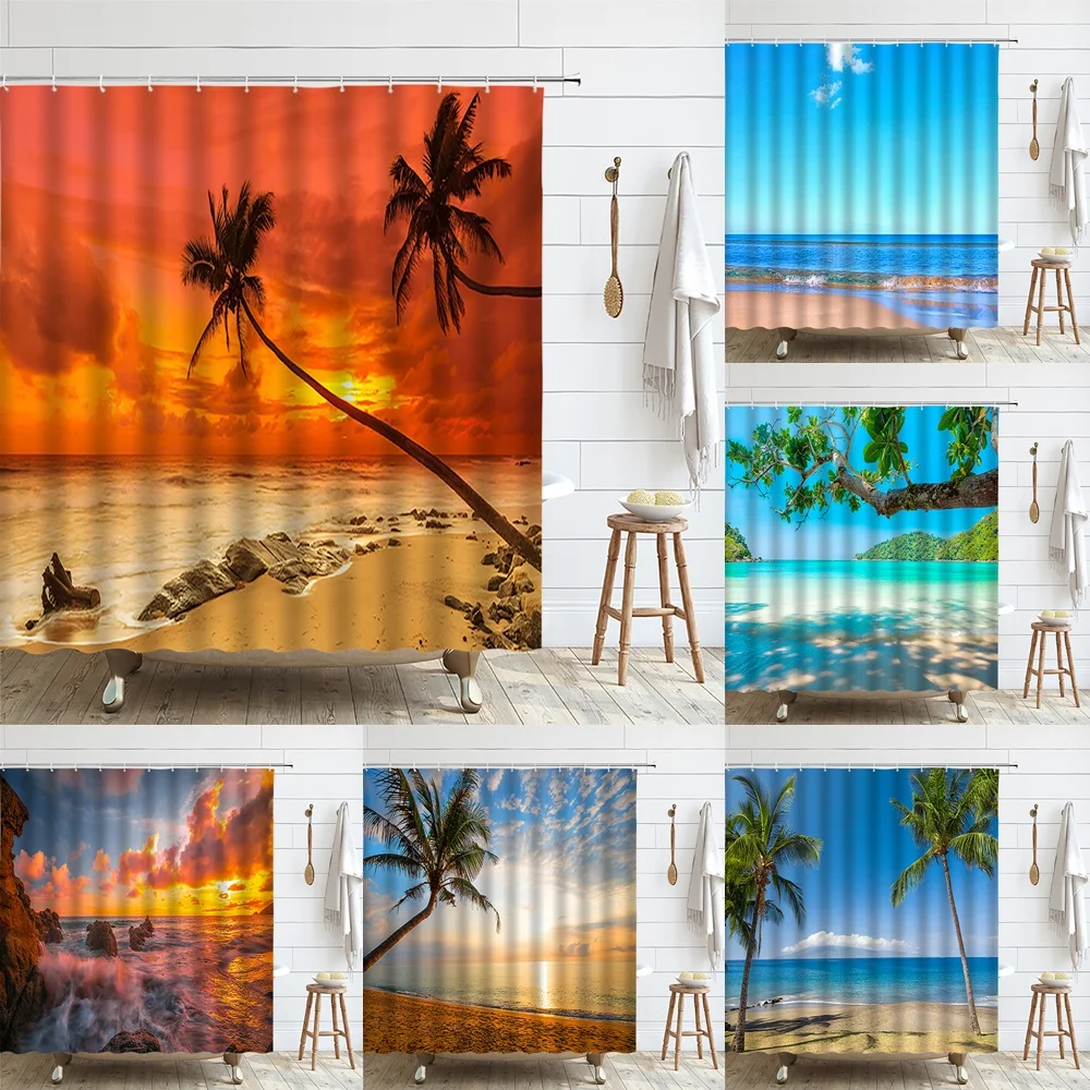 Dusk Sunset Beach Shower Curtains Tropical Ocean Palm Tree Sea Waves Nature Scenery Cloth Home Decor Bathroom Curtain Screen Set
Dusk Sunset Beach Shower Curtains Tropical Ocean Palm Tree Sea Waves Nature Scenery Cloth Home Decor Bathroom Curtain Screen Set