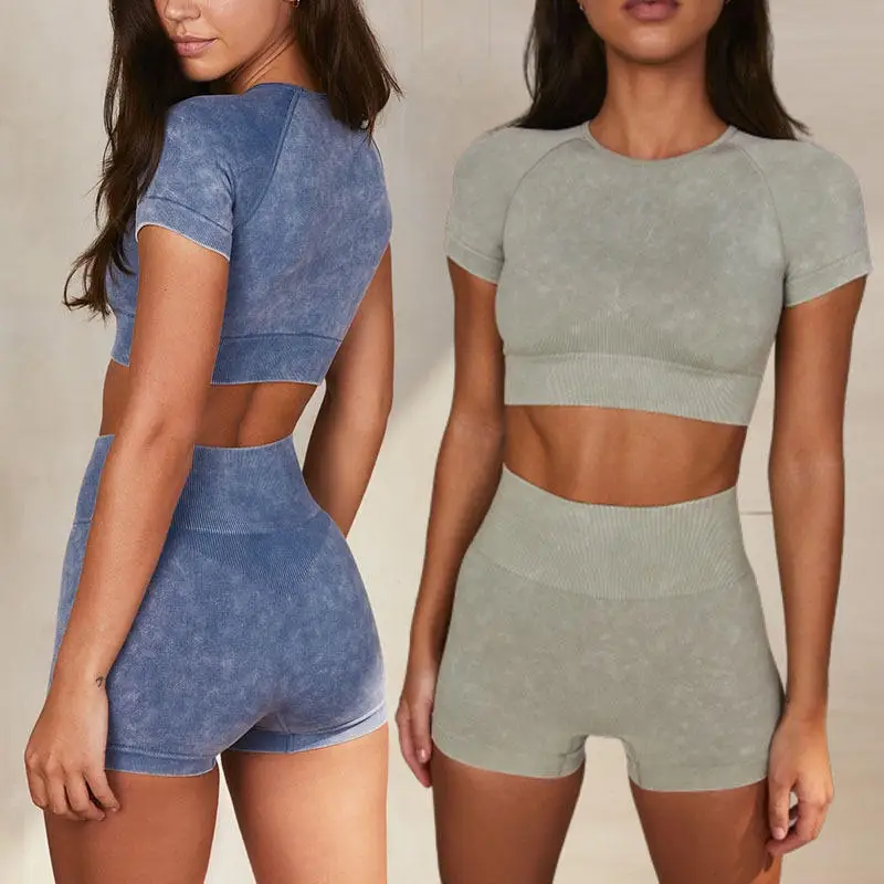 Sand Washed Imitation Denim Seamless Knit Yoga Wear Short Sleeve Sports Fitness Running Training T-Shirt
Sand Washed Imitation Denim Seamless Knit Yoga Wear Short Sleeve Sports Fitness Running Training T-Shirt