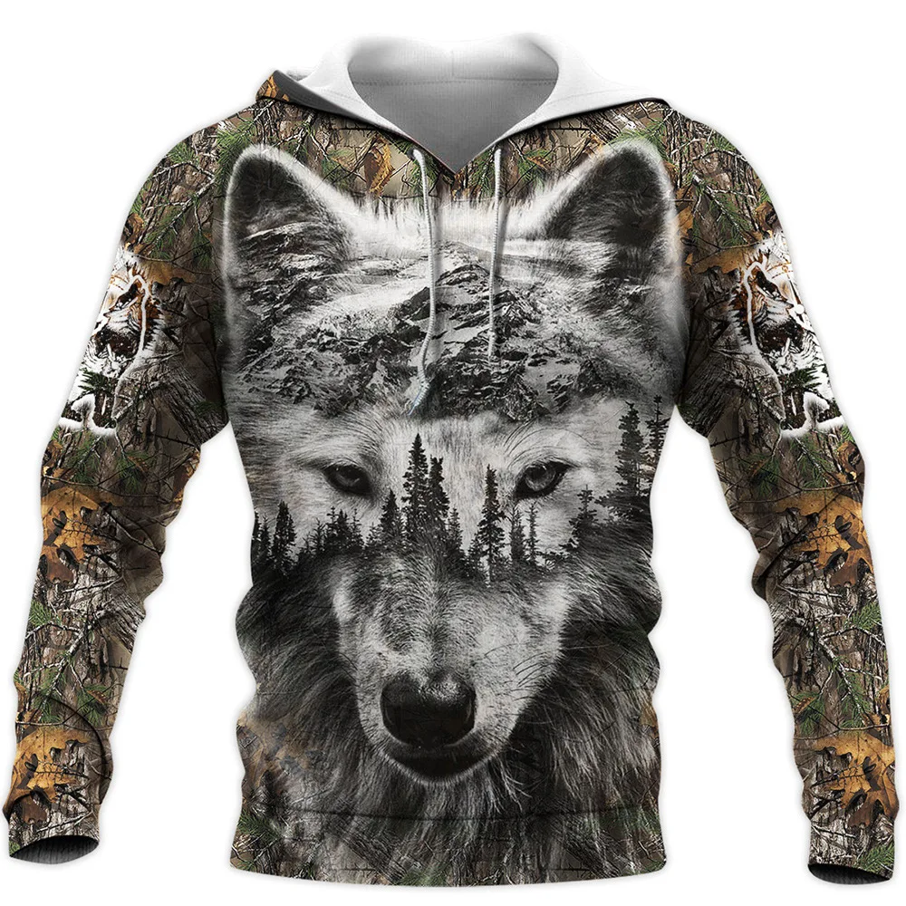 

Spring and Autumn Men's Junior Wolf Hoodie Fashion 3D Wolf Printing Loose Streetwear 2023 Funny Animal Street Hip Hop Sweatshirt