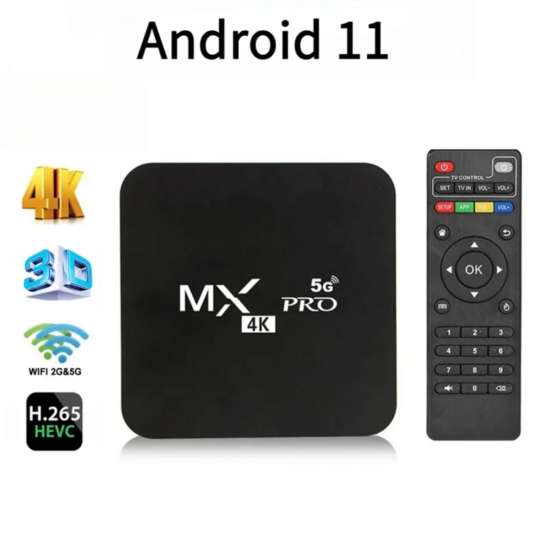 

MXQ Pro Smart TV Box Android 11.0 Rk3228 TV multimedia player Wi-Fi 2.4G 5G 8GB of RAM 128GB ROM 4K 3D TV Box