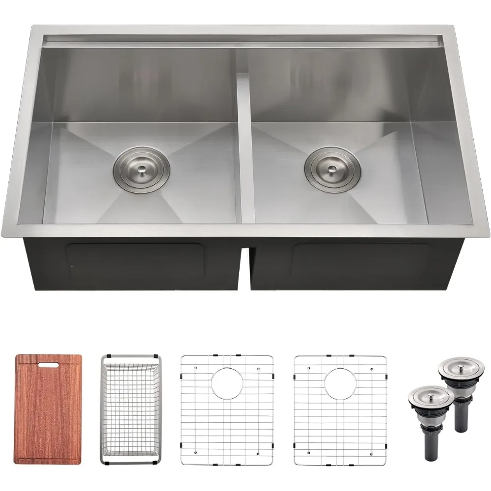 32 Inch 32 X 19 Undermount Double Kitchen Sink 16 Gauge Stainless Steel Equal Doule Basin Kitchen Sink Accessories For Sinks
32 Inch 32 X 19 Undermount Double Kitchen Sink 16 Gauge Stainless Steel Equal Doule Basin Kitchen Sink Accessories For Sinks