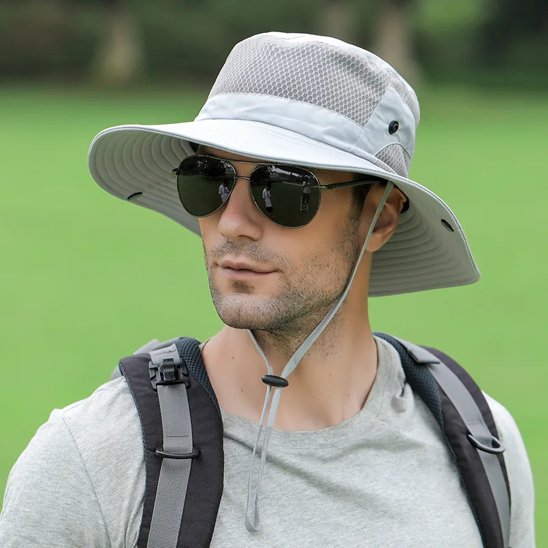 Male Breathable Mesh Fisherman Caps Summer Anti UV Sun Bucket Hat For Women Men Outdoor Wide Brim Hiking Fishing Hats
Male Breathable Mesh Fisherman Caps Summer Anti UV Sun Bucket Hat For Women Men Outdoor Wide Brim Hiking Fishing Hats