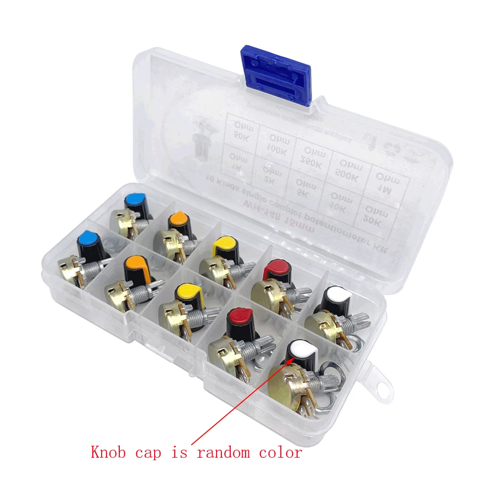 10PCS/Box 15MM WH148 Linear Taper Potentiometer WH148 Potentiometer Sets 1K 2K 5K 10K 20K 50K 100K 250K 500K 1M Ohm for Audio
10PCS/Box 15MM WH148 Linear Taper Potentiometer WH148 Potentiometer Sets 1K 2K 5K 10K 20K 50K 100K 250K 500K 1M Ohm for Audio