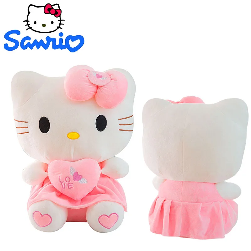 

25Cm Sanrio Hello Kitty Plus Doll Toy Heart Hugging Pink Kitty Cat Cartoon Animal Plush Pacify Toys for Baby Decoration Bed Gift