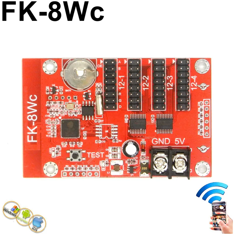 

FK-8Wc Wifi Led Control Card 512x64 Pixels Wireless P10 Display Module Controller Computer Android APP Phone Sending Message