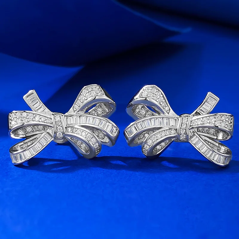 New Bow Tie Earrings, European and American Vintage S925 Sterling Silver Inlaid Ladder Square Stone Female Earrings
New Bow Tie Earrings, European and American Vintage S925 Sterling Silver Inlaid Ladder Square Stone Female Earrings
