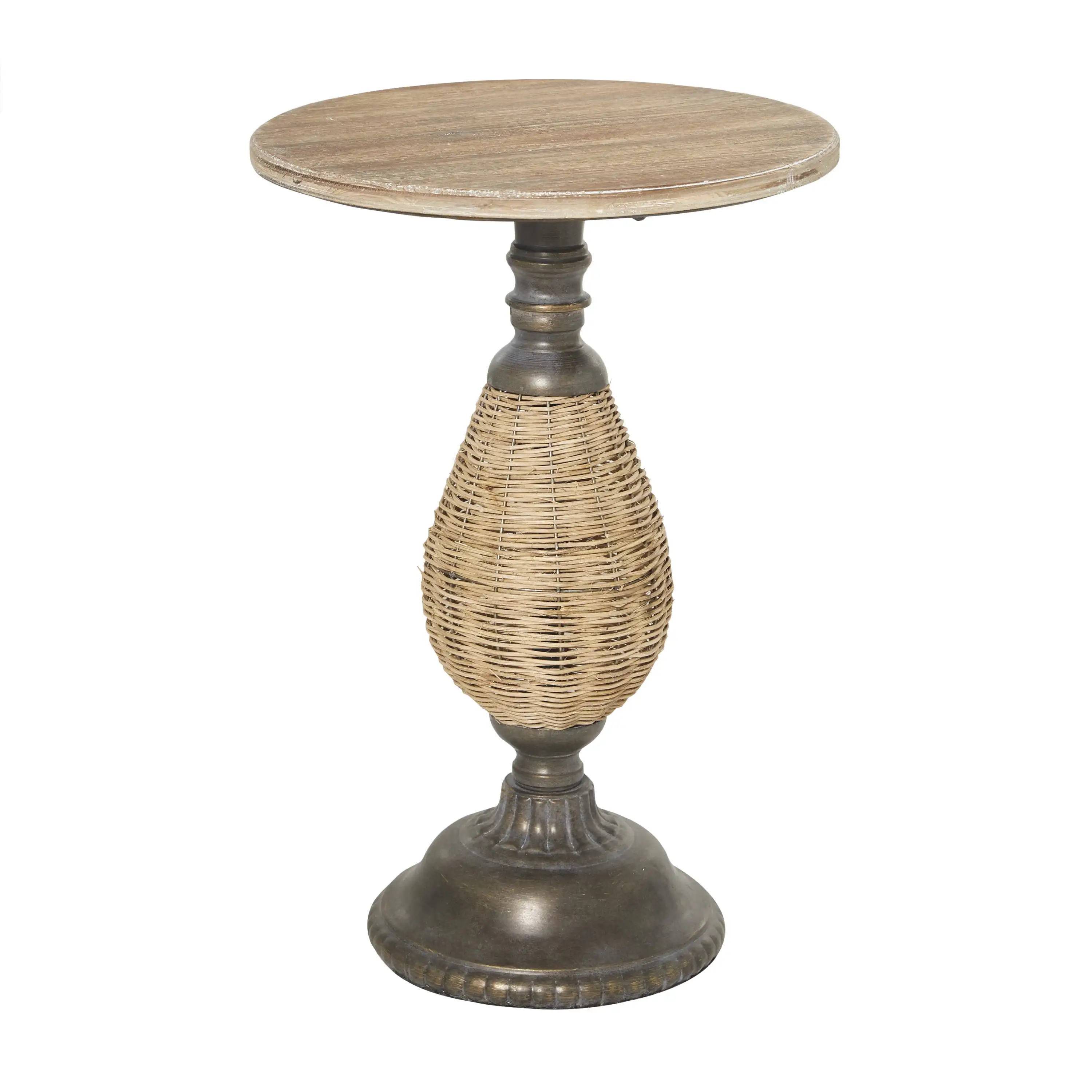 DecMode 15" x 22" Brown Wood Accent Table with Black Metal and Rattan Base, 1-Piece
DecMode 15" x 22" Brown Wood Accent Table with Black Metal and Rattan Base, 1-Piece