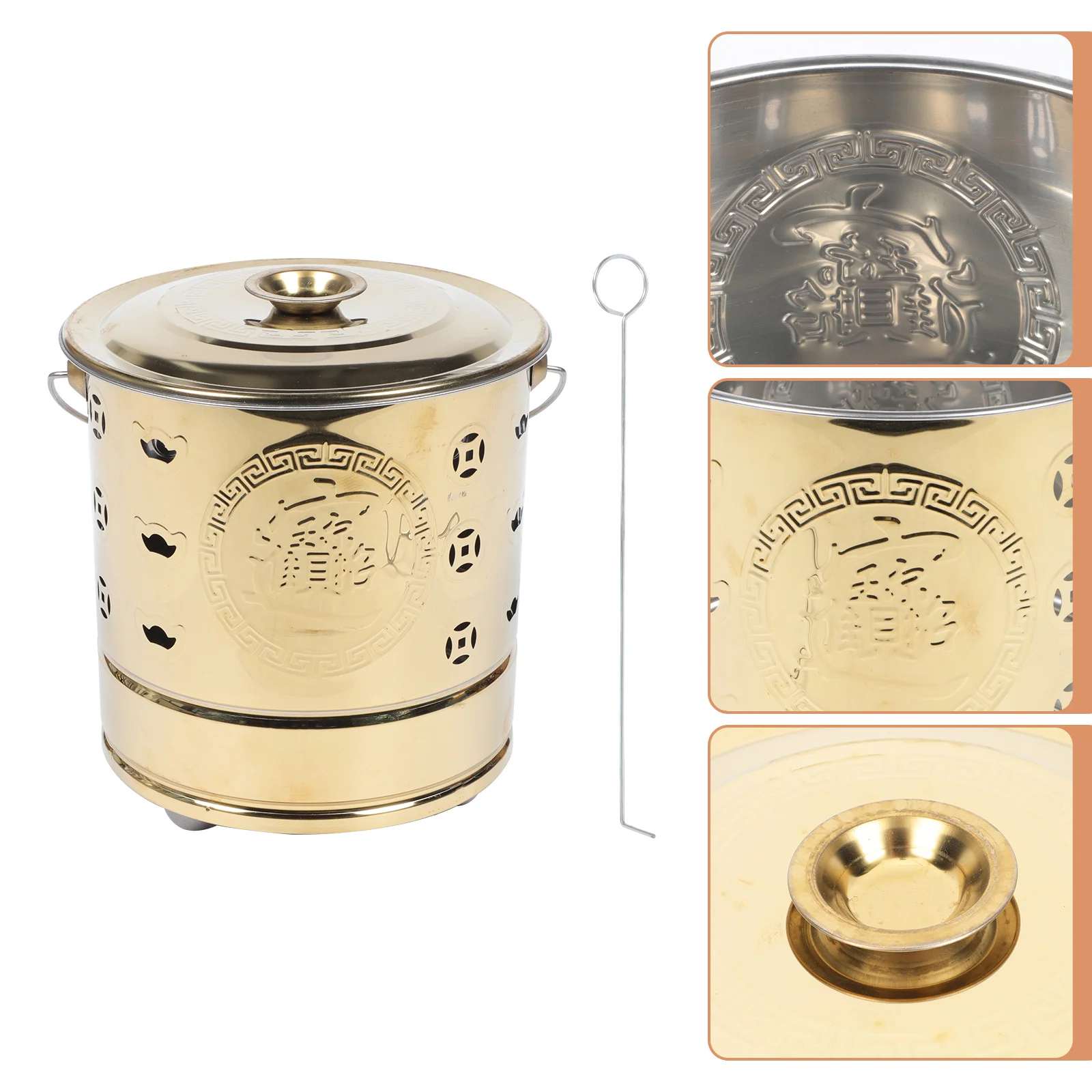 Stainless Steel Burning Paper Bucket Money Barrel Hollow Incinerator Worship Furnace
Stainless Steel Burning Paper Bucket Money Barrel Hollow Incinerator Worship Furnace