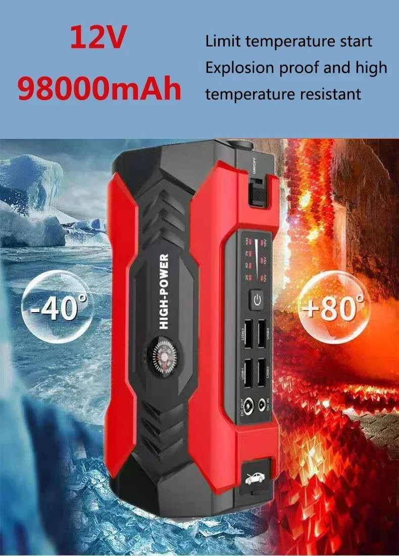 

Car Jump Starter Starting Device Battery Power Bank 98000mAh Jumpstarter Auto Buster Emergency Booster Car Charger Jump Start