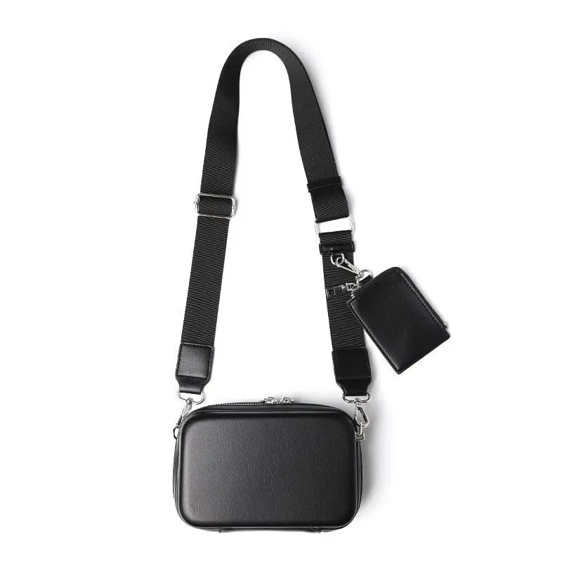 

Men's Black Two-Piece Set Mini Crossbody Bag New Luxury Designer Women's Bag Sports High-End American Commuter Small Square bag