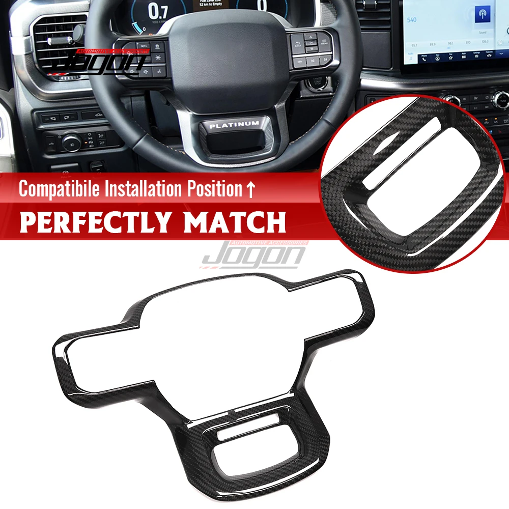 

Real Carbon Fiber Car Interior Steering Wheel Frame Panel Cover Sticker Trim For Ford F150 2021-2023 Raptor R XL Platinum