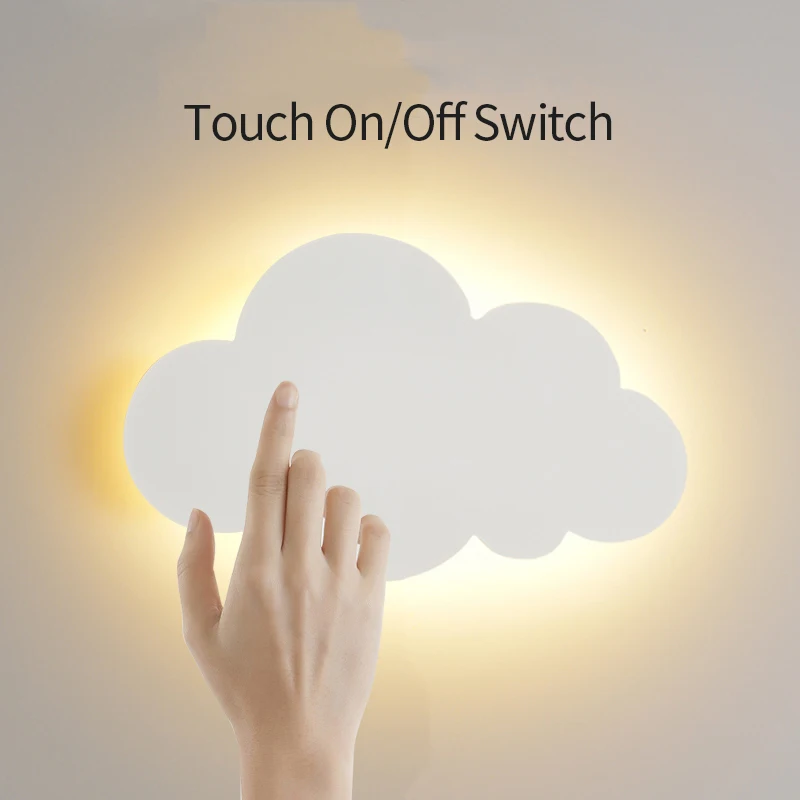 

LED Cloud Touch On/Off Switch Wall Lamp Modern Living Room Girl Children's Bedroom Kids Minimalist Decoration White Dimming 220V