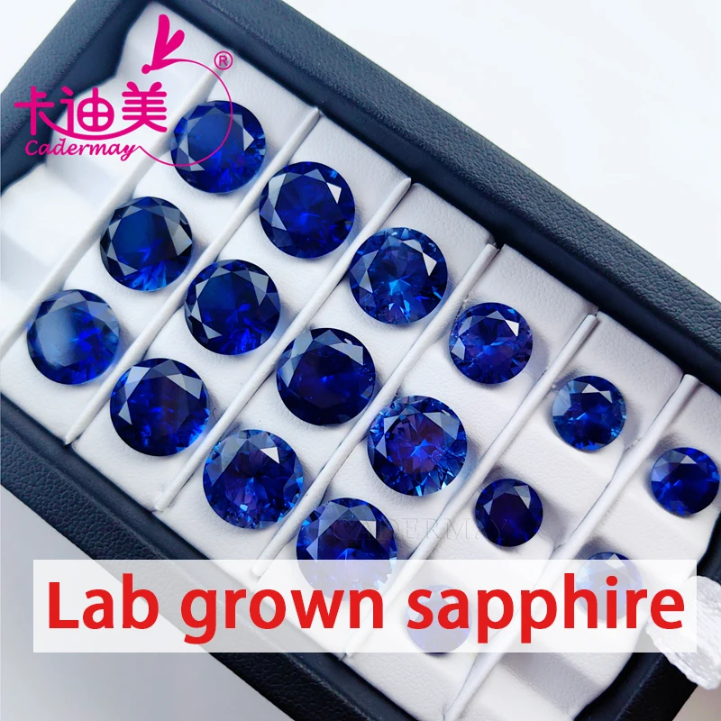 

CADERMAY Lab Grown 34# Sapphire Loose Stone Round Shape Necklace Ring DIY Fine Jewelry Making Gemstones in Wholesale Price