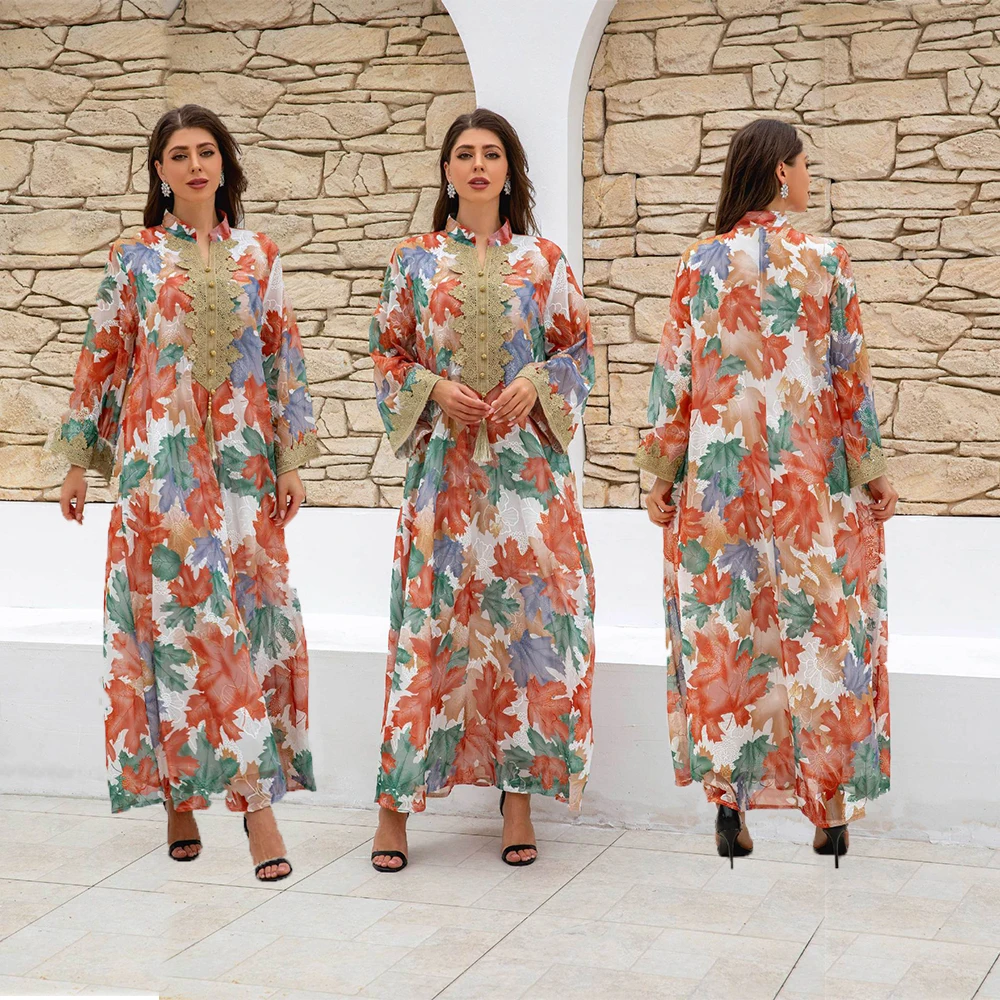 

Arabian Dubai 2024 new dress cross-border foreign trade hot sale Middle Eastern women's Muslim robe