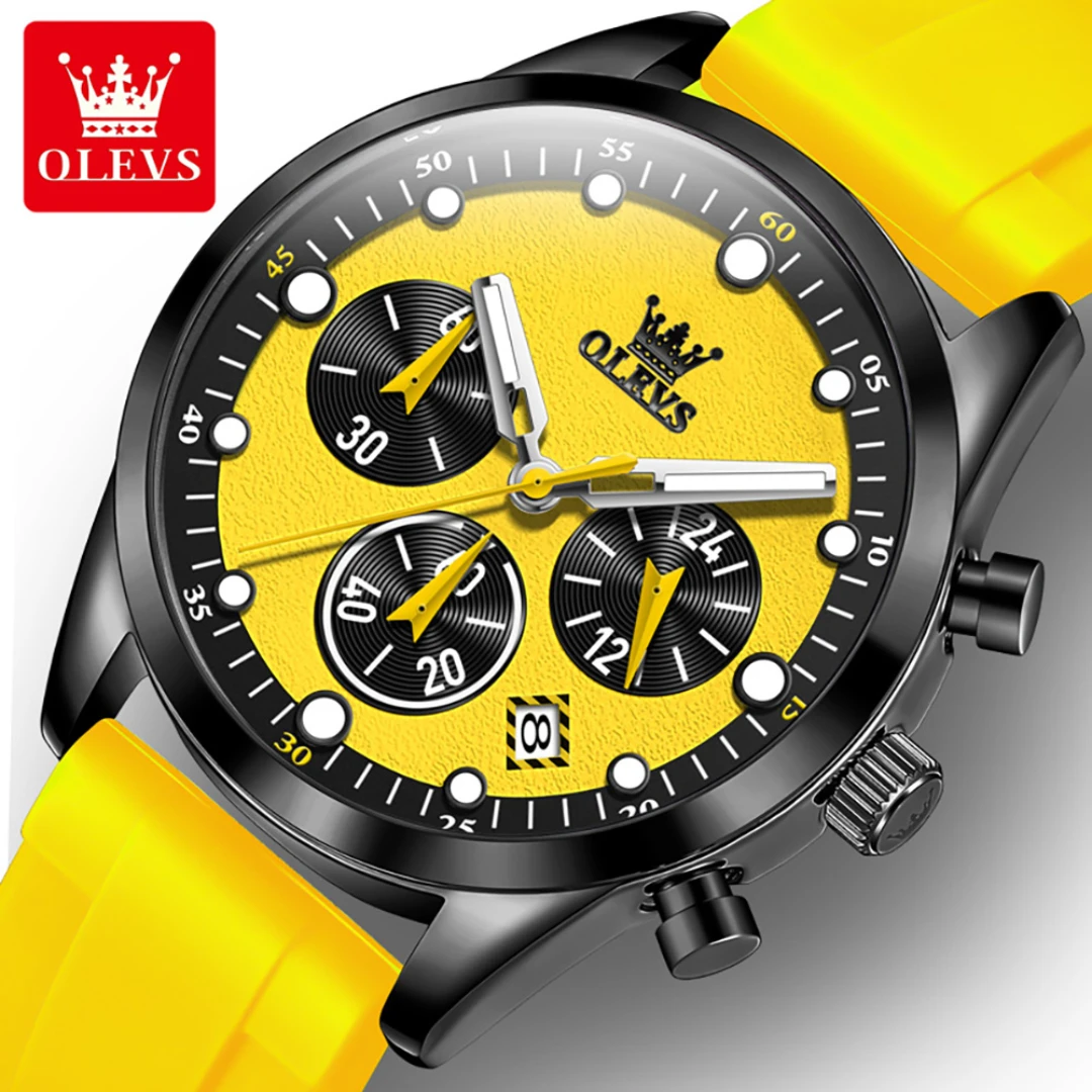 

OLEVS 5602 Sport Quartz Watch Gift Silicone Watchband Round-dial Calendar Luminous
