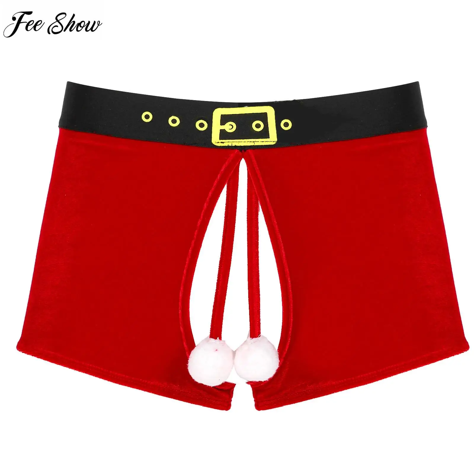 Men Christmas Underwear Crotchless Soft Velvet Santa Boxer Shorts Fluffy Ball Decor Lingerie Elastic Waistband Underpants
Men Christmas Underwear Crotchless Soft Velvet Santa Boxer Shorts Fluffy Ball Decor Lingerie Elastic Waistband Underpants