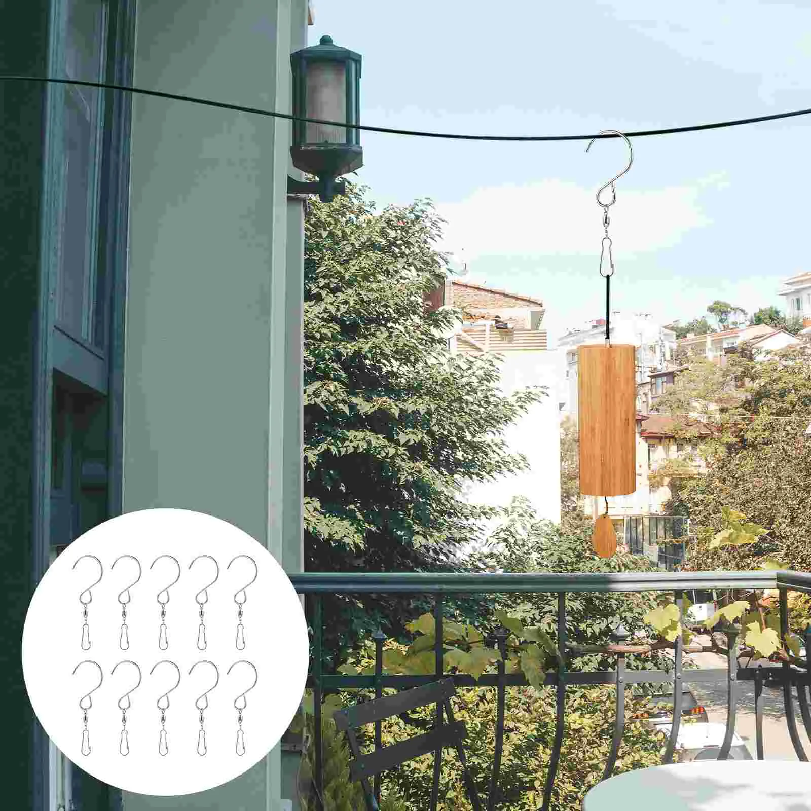 10 Pcs Wind Chime Hook Display Hooks Suspension Bell Hanger Stainless Steel Swivel Hanging Rotating Windbell
10 Pcs Wind Chime Hook Display Hooks Suspension Bell Hanger Stainless Steel Swivel Hanging Rotating Windbell