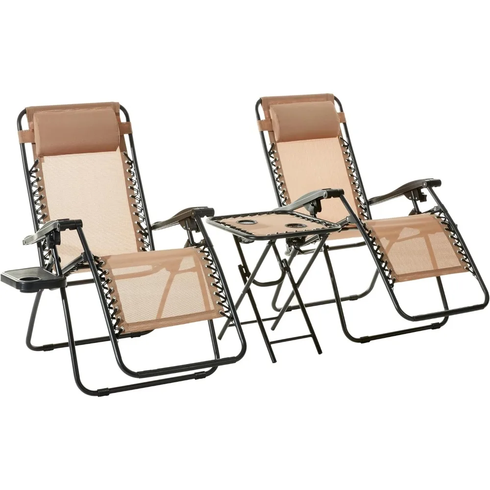 Textilene Adjustable Zero Gravity Folding Reclining 3-Piece Lounge Chair Set with Side Table, 35 x 26 x 43 inches, Beige
Textilene Adjustable Zero Gravity Folding Reclining 3-Piece Lounge Chair Set with Side Table, 35 x 26 x 43 inches, Beige