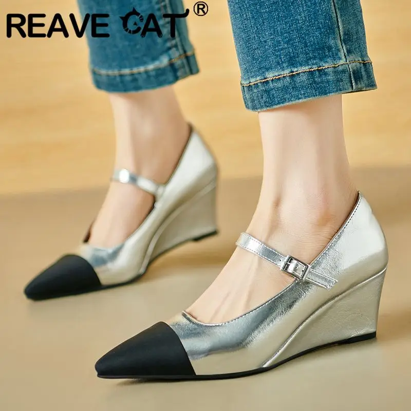 REAVE CAT Women Pumps Pointed Toe Wedges High Heels 6cm Buckle Strap Mixed Color Plus Size 41 42 43 Elegant Female Shoes Spring
REAVE CAT Women Pumps Pointed Toe Wedges High Heels 6cm Buckle Strap Mixed Color Plus Size 41 42 43 Elegant Female Shoes Spring