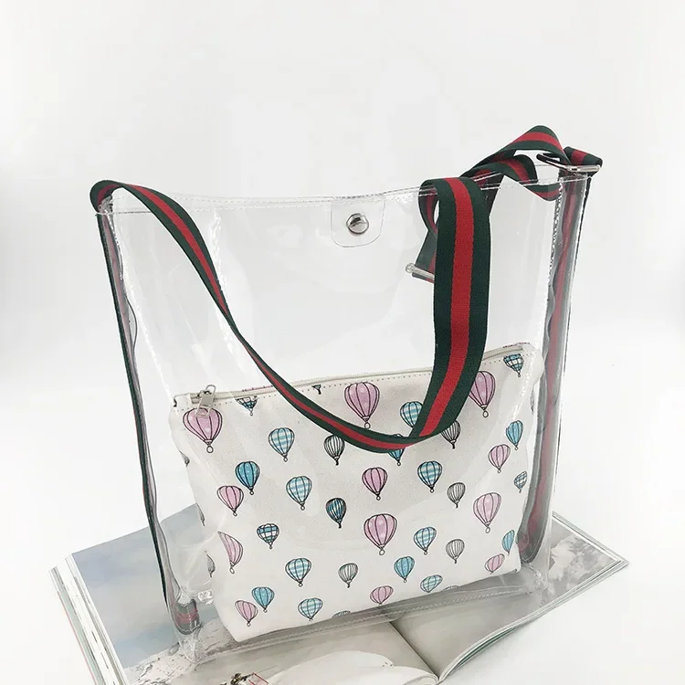 

2024 New Transparent PVC Shoulder Bag Fashion Handbag Women Crystal Jelly Tote Female Crossbody Clear Beach Composite Bag