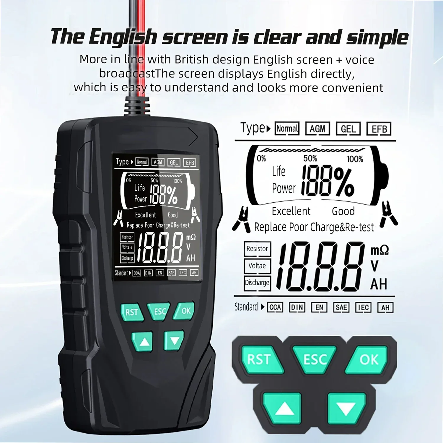 Car Battery Tester 12V 24V Lead Acid Battery Life Capacity Internal Resistance Test Battery System Detect Auto Battery Analyzer
Car Battery Tester 12V 24V Lead Acid Battery Life Capacity Internal Resistance Test Battery System Detect Auto Battery Analyzer