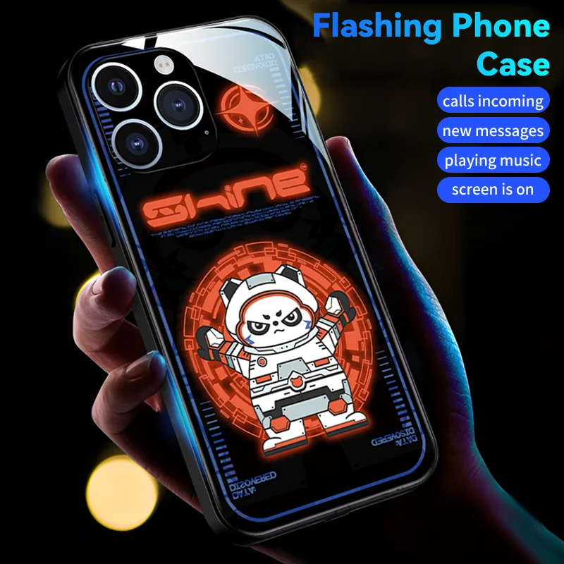 

Cool Panda Phone Cases Smart Voice controlled lighting Covers For HUAWEI All models Mate 60 pro plus 50 40e 30 20X Mobile Shells