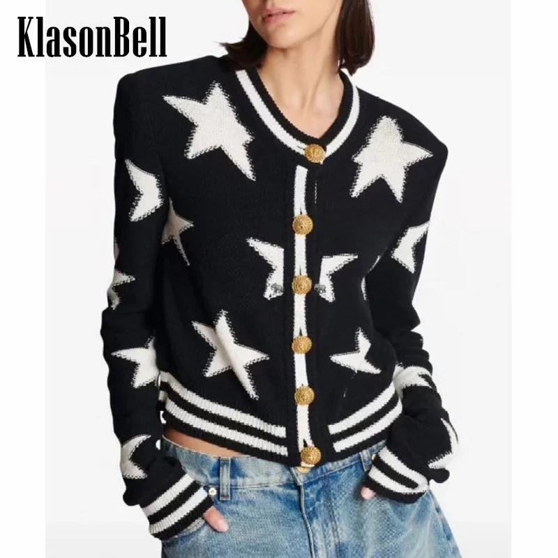Женский жаккардовый кардиган KlasonBell, классический короткий вязаный кардиган контрастных цветов с металлическими пуговицами и круглым вырезом, 11,29
Женский жаккардовый кардиган KlasonBell, классический короткий вязаный кардиган контрастных цветов с металлическими пуговицами и круглым вырезом, 11,29