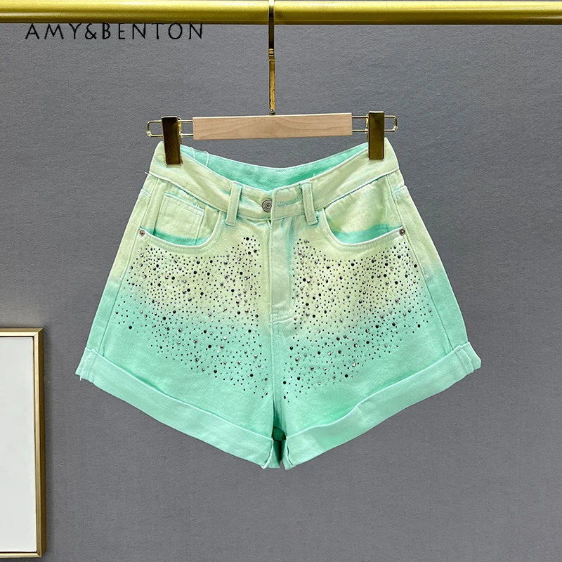 A-line Denim Shorts Women's Trendy 2024 Summer New High Waist Loose Slimming Diamond Drills Flanging Jeans Booty Pants Female
A-line Denim Shorts Women's Trendy 2024 Summer New High Waist Loose Slimming Diamond Drills Flanging Jeans Booty Pants Female