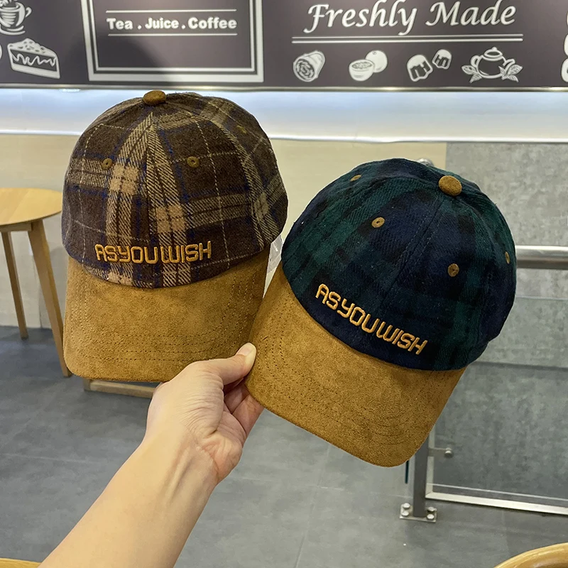 Checked Cap Women's Face-Looking Small Embroidered Color Matching Woolen Plaid Baseball Cap Male Hat
Checked Cap Women's Face-Looking Small Embroidered Color Matching Woolen Plaid Baseball Cap Male Hat