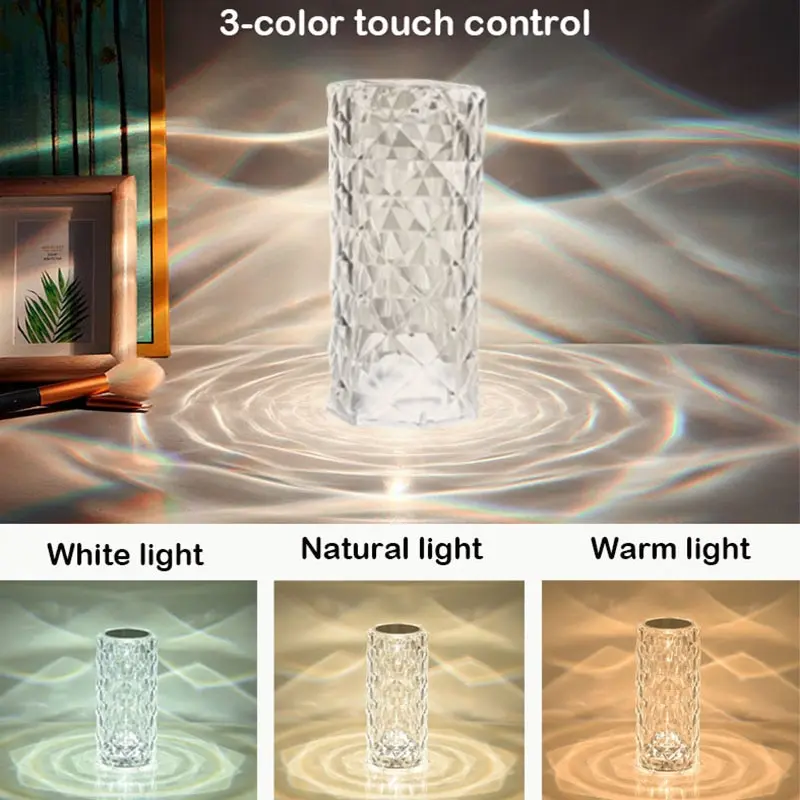 3 Colors Touch/Remote Diamond Rose Lamp Crystal Table Lamp Romantic Christmas USB LED Night Light Projector Atmosphere Light
3 Colors Touch/Remote Diamond Rose Lamp Crystal Table Lamp Romantic Christmas USB LED Night Light Projector Atmosphere Light