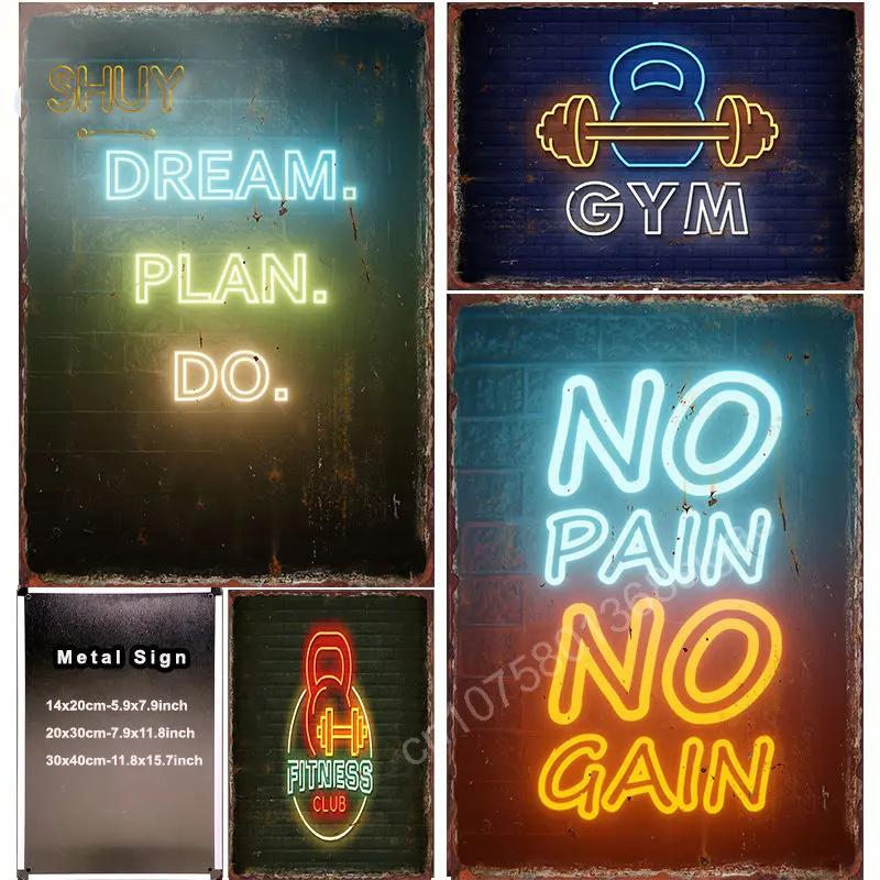 No Pain No Gain Metal Tin Signs Vintage Plagues Wall Decor for Bar Club Room Decoration GYM Light Posters Iron Painting Picture
No Pain No Gain Metal Tin Signs Vintage Plagues Wall Decor for Bar Club Room Decoration GYM Light Posters Iron Painting Picture