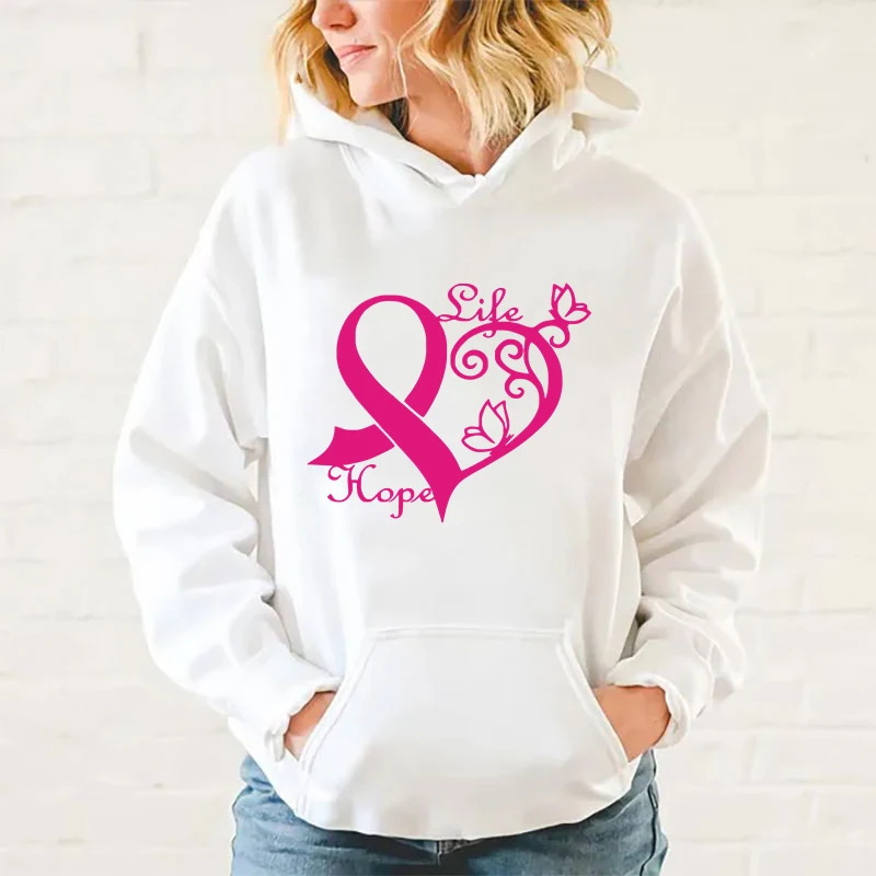 

Breast Cancer Awareness Wife Hope Printed Hoodie For Women Fashion Autumn And Winter Pullover Sunisex Creative Personalized tops