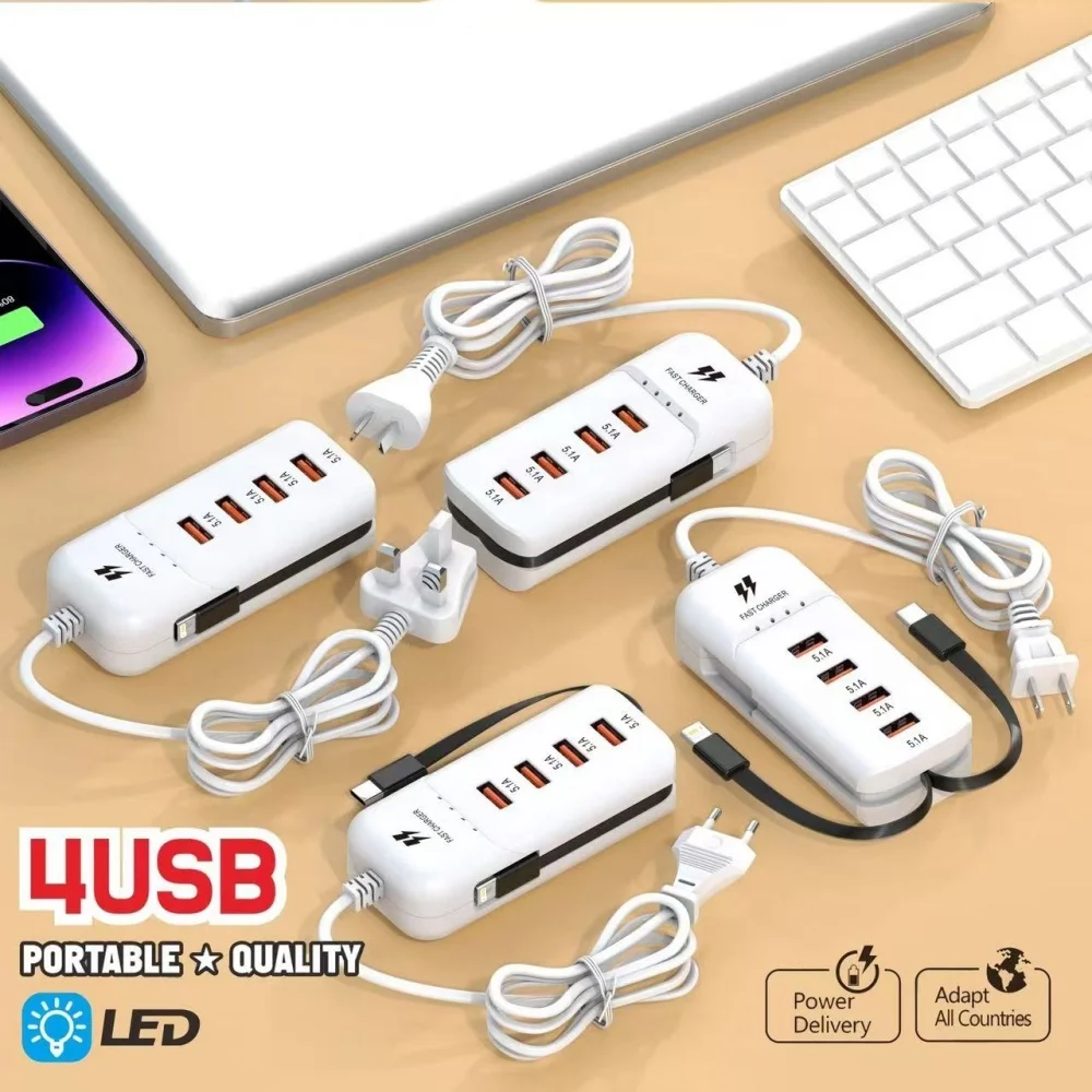 66W, 4 USB Charger, PD USB Hub, Adapter, Fast Charging Power Socket with Type C Cable Wall Charger for iPhone, Samsung, Xiaomi, Huawei 4 Mallzona S5d514112c511475fba5f76532391be2b7 66W, 4 USB Charger, PD USB Hub, Adapter, Fast Charging Power Socket with Type C Cable Wall Charger for iPhone, Samsung, Xiaomi, Huawei Mallzona