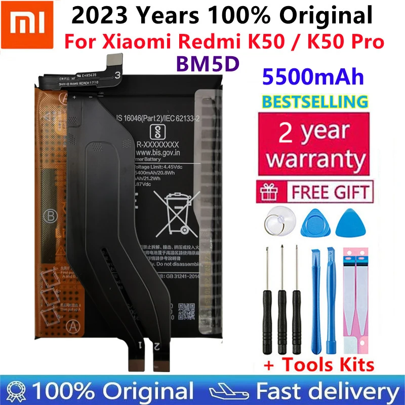 100% Original New High Quality Xiao Mi 5500mAh BM5D Battery For Xiaomi Redmi K50 K50 Pro K50Pro Batteries Bateria
100% Original New High Quality Xiao Mi 5500mAh BM5D Battery For Xiaomi Redmi K50 K50 Pro K50Pro Batteries Bateria