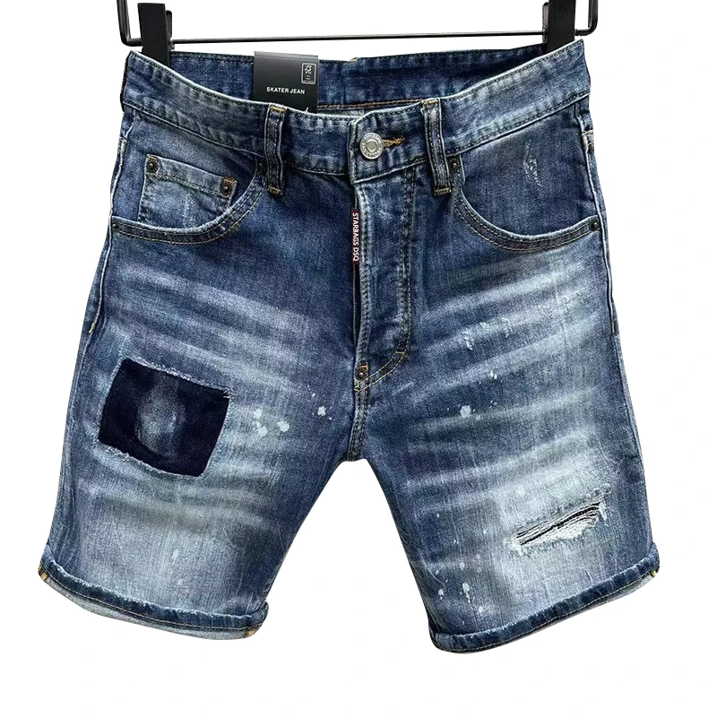 

starbags dsq d257 New SpringSummer Ripped Small Feet Slim Fit Men's Blue Hipster Harbor style Beggar quality denim shorts