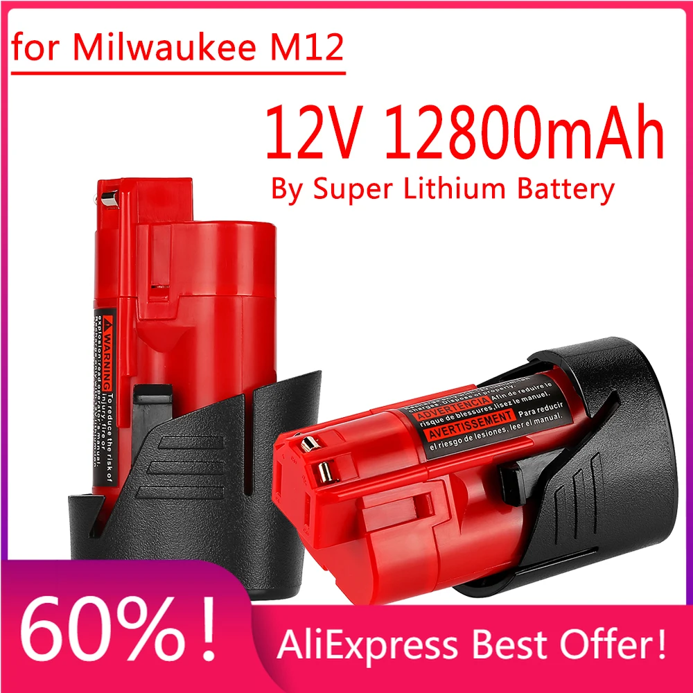12V Replacement Battery 12.8Ah Compatible with Milwaukee M12 XC 48-11-2410 48-11-2420 48-11-2411 12-Volt Cordless Tools Battery
12V Replacement Battery 12.8Ah Compatible with Milwaukee M12 XC 48-11-2410 48-11-2420 48-11-2411 12-Volt Cordless Tools Battery