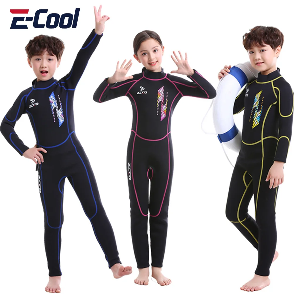 

Неопреновые гидрокостюмы 2,5 мм, детские костюмы для дайвинга с длинными рукавами, для мальчиков и девочек, детская одежда для серфинга, слитные купальники для подводного плавания
