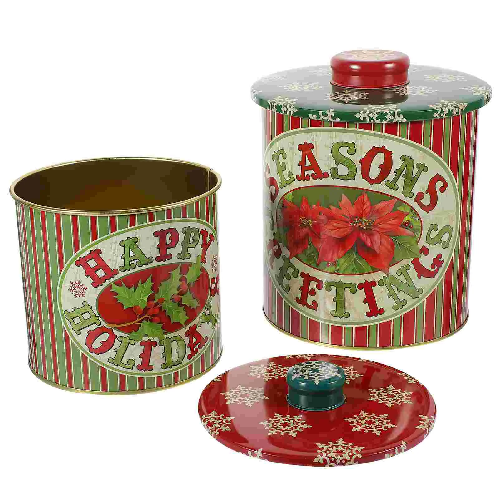 

2 Pcs Tinplate Candy Jar Cookie Christmas Supplies Lid Treats Metal Tins Bulk Container