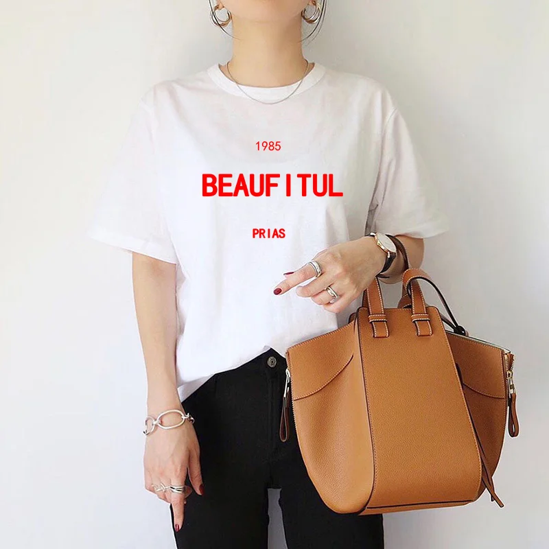 Fashion Korean letter printing women's 100% cotton superior quality T-shirt street couples large size loose short sleeve Tee Top
Fashion Korean letter printing women's 100% cotton superior quality T-shirt street couples large size loose short sleeve Tee Top