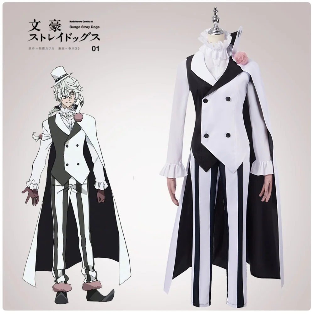 Anime Nikolai Gogol Cosplay Costume Suit Cloak White Black Uniform Halloween Christmas Clothes Bungou Stray Dogs Season 4
Anime Nikolai Gogol Cosplay Costume Suit Cloak White Black Uniform Halloween Christmas Clothes Bungou Stray Dogs Season 4