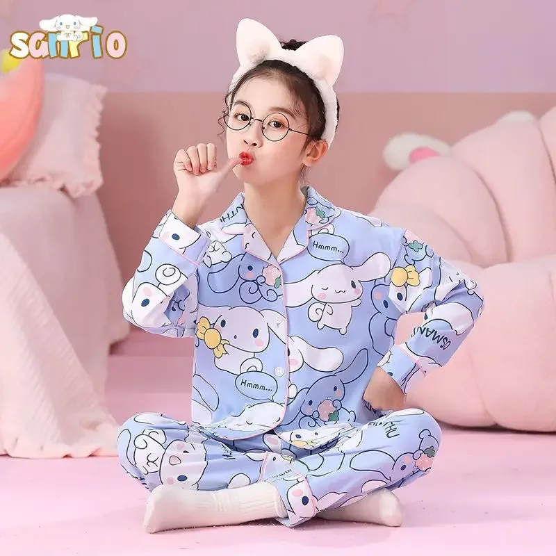 Аниме Sanrio My Melody Cinnamoroll Kuromi детские пижамы с длинными рукавами кавайные пижамы для девочек на осень и лето Верхние и пуховые комплекты
Аниме Sanrio My Melody Cinnamoroll Kuromi детские пижамы с длинными рукавами кавайные пижамы для девочек на осень и лето Верхние и пуховые комплекты