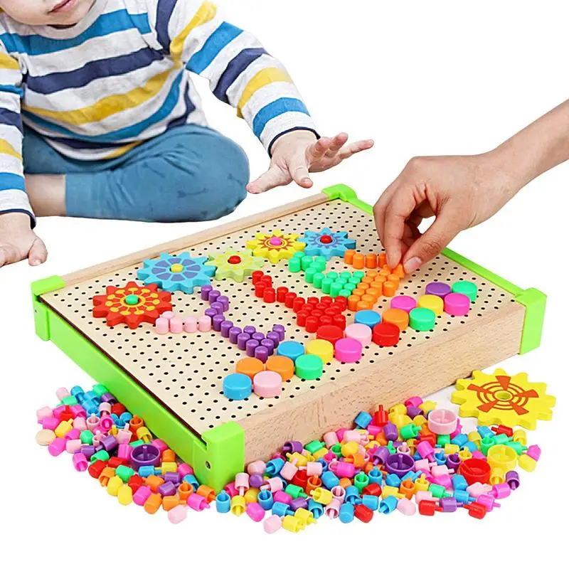 

Color Pegboard Toy Pegboard Jigsaw Puzzle Children Building Bricks Develop Imagination Pre-Kindergarten Fine Motor Skills Toys