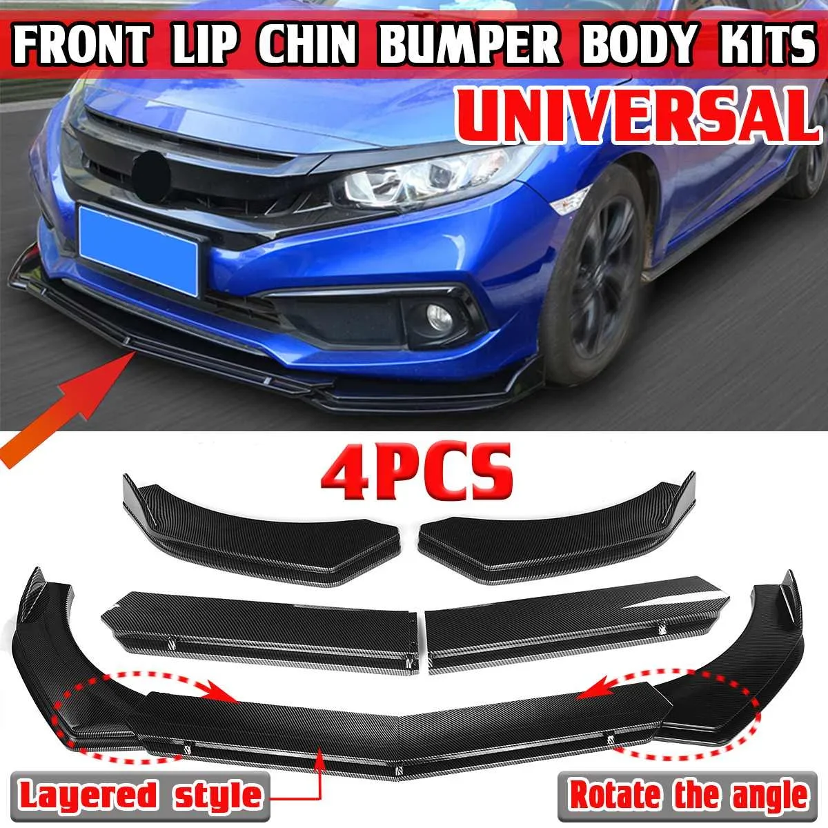 

High Quality Car Front Bumper Lip Body Kit Spoiler Deflector Lips Splitter Guard For HONDA For CIVIC For Accord For FIT For Jazz