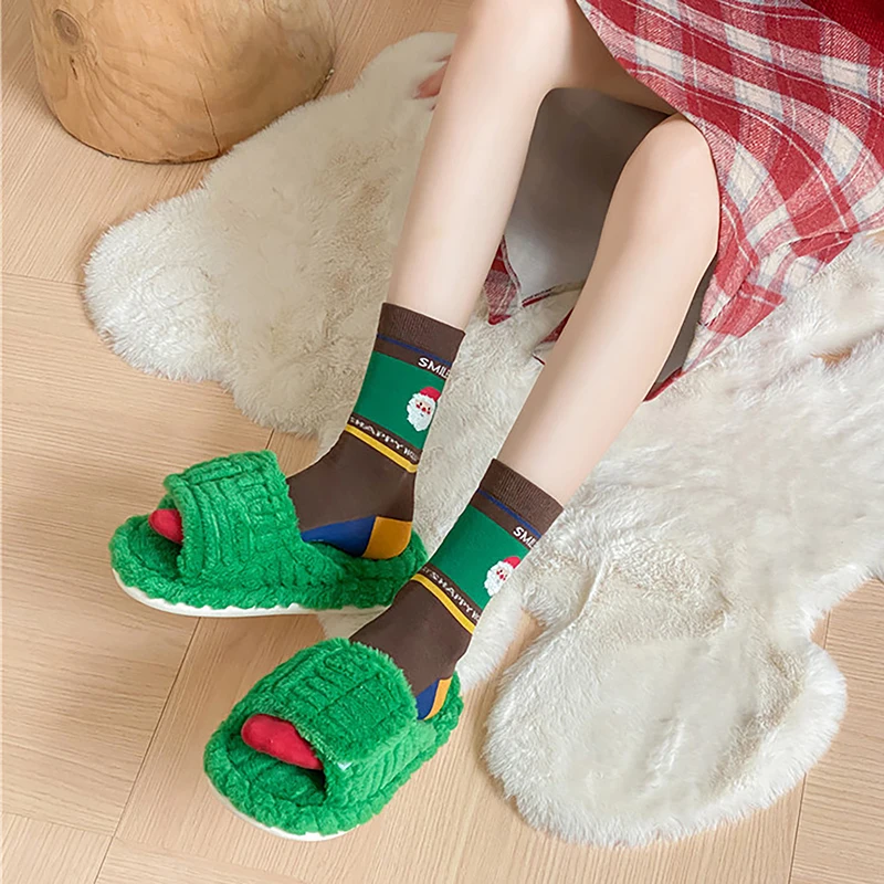 

Ins Tide Christmas Socks Female Socks Cartoon Cute Santa Claus Fall And Winter Europe And The United States And America