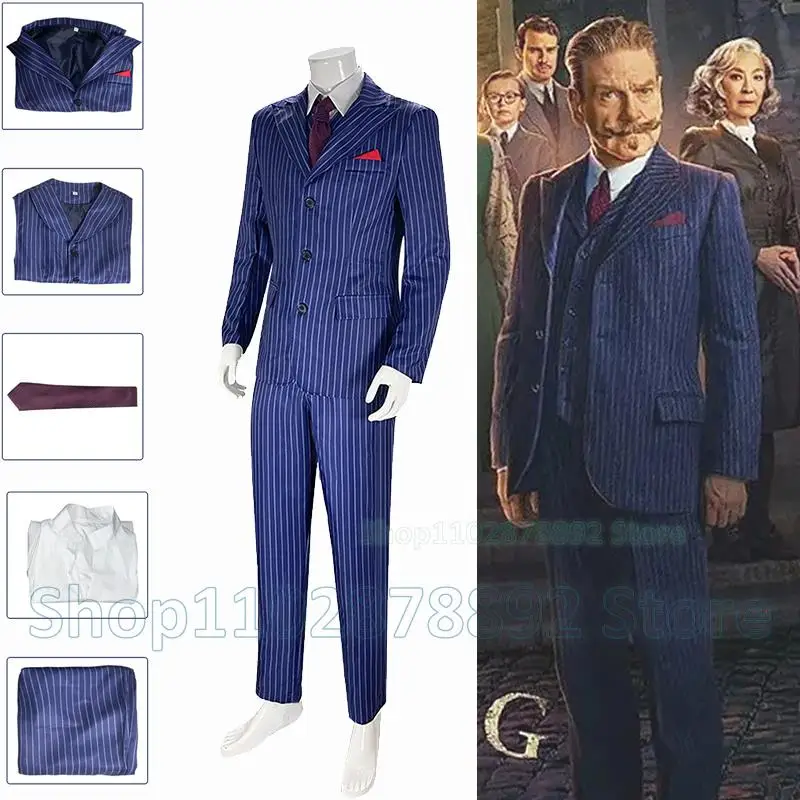 Haunting in Venice Cosplay Costume Detective Poirot Uniform Stripe Suit Vest Pants Masquerade Halloween Carnival Party Men Suit
Haunting in Venice Cosplay Costume Detective Poirot Uniform Stripe Suit Vest Pants Masquerade Halloween Carnival Party Men Suit