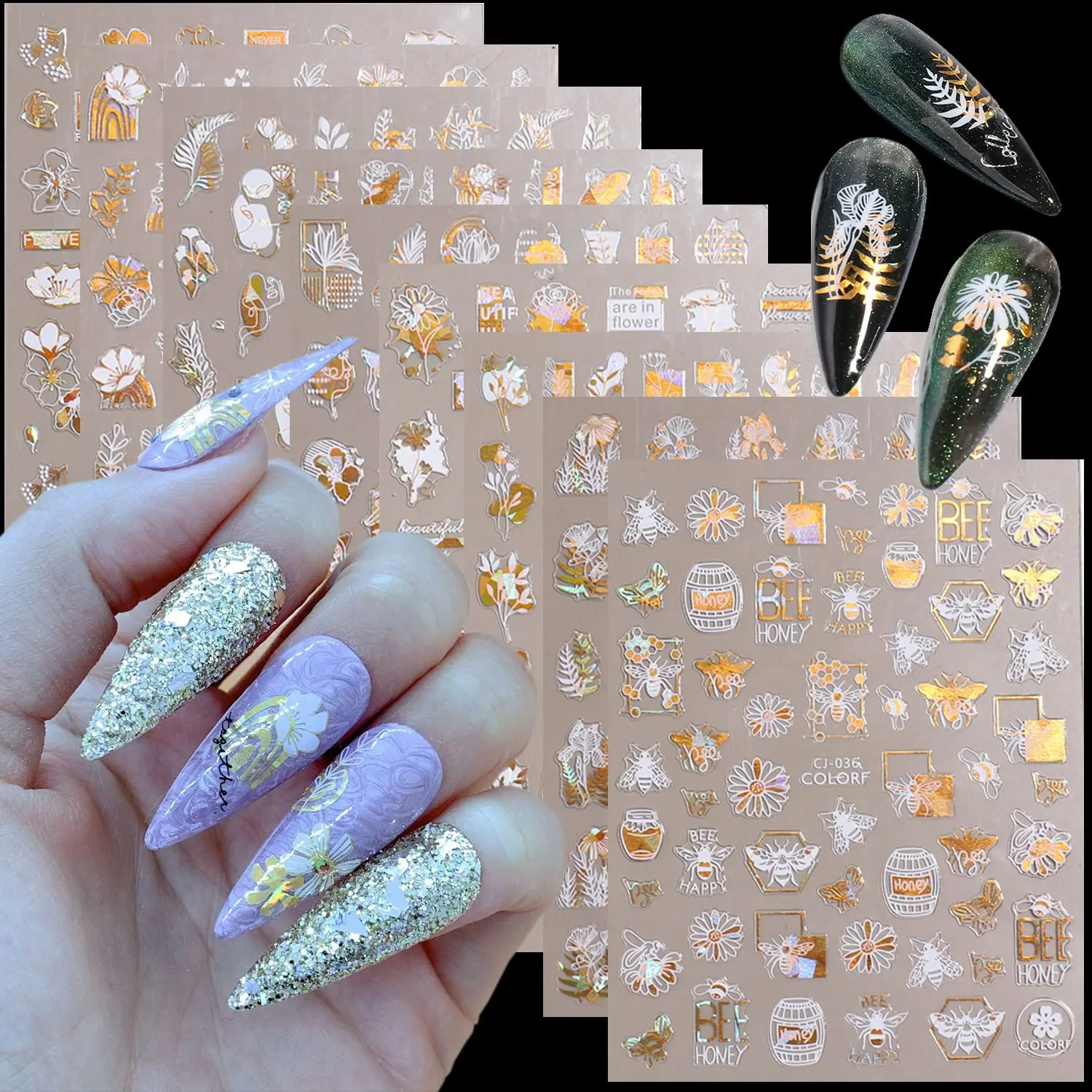 12 Sheets Flowers Nail Art Stickers, 3D Flowers Nail Self-Adhesive Sticker, Holographic Laser White Gold Nail Art Decals
12 Sheets Flowers Nail Art Stickers, 3D Flowers Nail Self-Adhesive Sticker, Holographic Laser White Gold Nail Art Decals