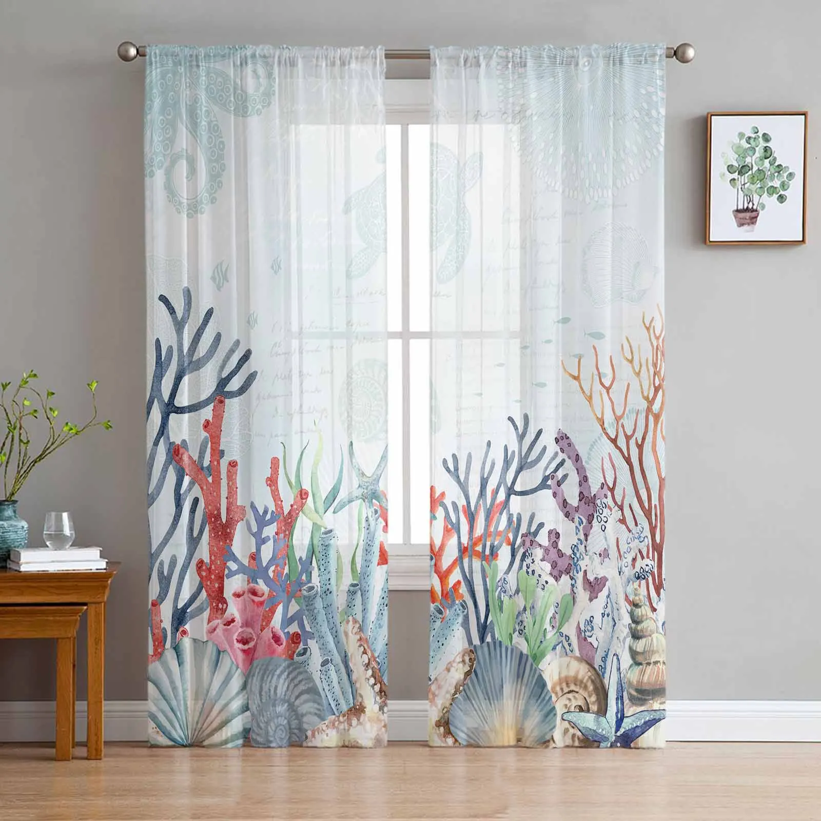 Marine Coral In Summer Sheer Curtains for Living Room Kitchen Tulle Window Curtain Home Decoration Bedroom Voile Drapes
Marine Coral In Summer Sheer Curtains for Living Room Kitchen Tulle Window Curtain Home Decoration Bedroom Voile Drapes